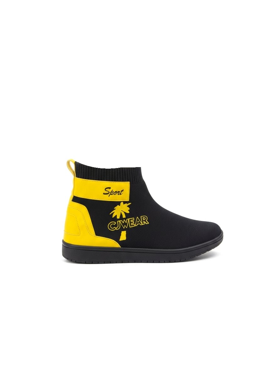 CJ Wear Black & Yellow Slip-On Sport Shoes