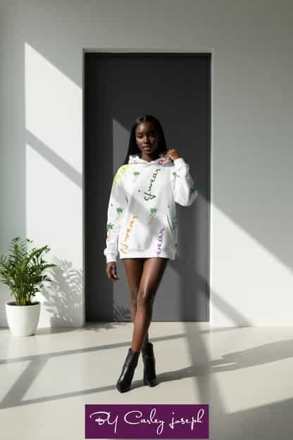 Tropical Script Hoodie Dress