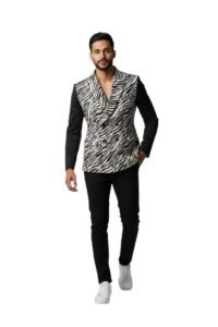 Men’s Satin Zebra Print Short Sleeve Statement Set