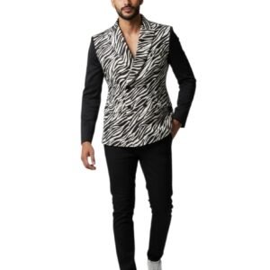 Men’s Satin Zebra Print Short Sleeve Statement Set