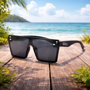 Bold Flat-Top Square Sunglasses – Black Matte Frame