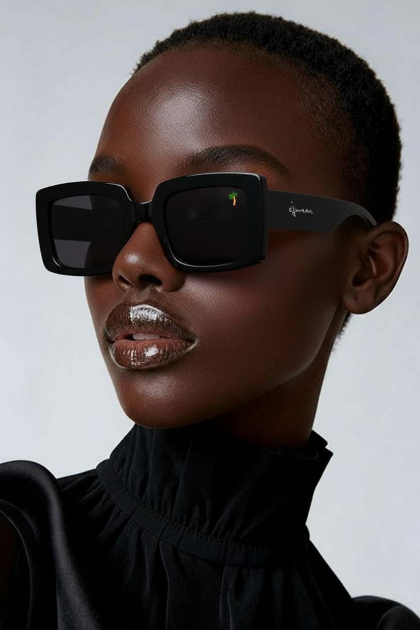 Modern Rectangular Designer Sunglasses – Black Edition